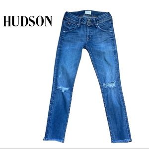 Hudson Womens Colin Midrise Skinny Rawhem Blue Jean Size 24 Made in Los Angeles